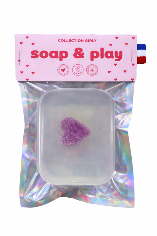 Savon Girly - Pince à cheveux Coeur mauve