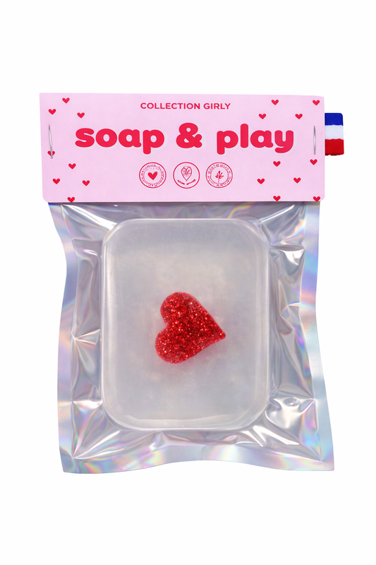 Savon Girly - Pince à cheveux Coeur rouge