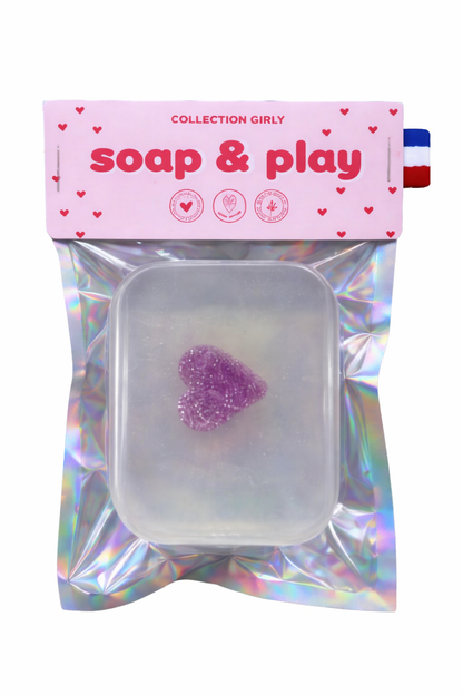 Savon Girly - Pince à cheveux Coeur mauve