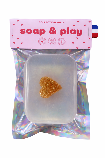 Savon Girly - Pince à cheveux Coeur doré